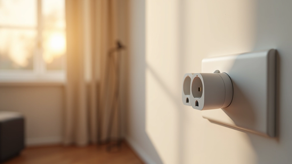 Multiple smart plugs installed in wall outlets with various devices connected, showing real-world setup